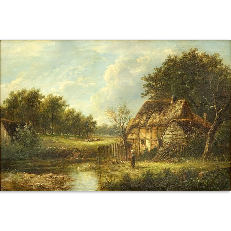 Joseph Thors, British (1835-1920) Oil on canvas "Woodland Cottage"