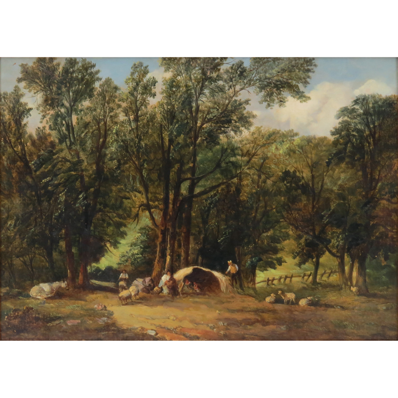 Alfred Vickers, British (1786-1868) Oil on canvas "Woodland Shepards" Signed A