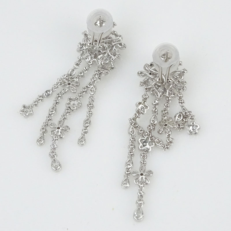 6.0 Carat Round Brilliant Cut Diamond and 18 Karat White Gold Chandelier Earrings.