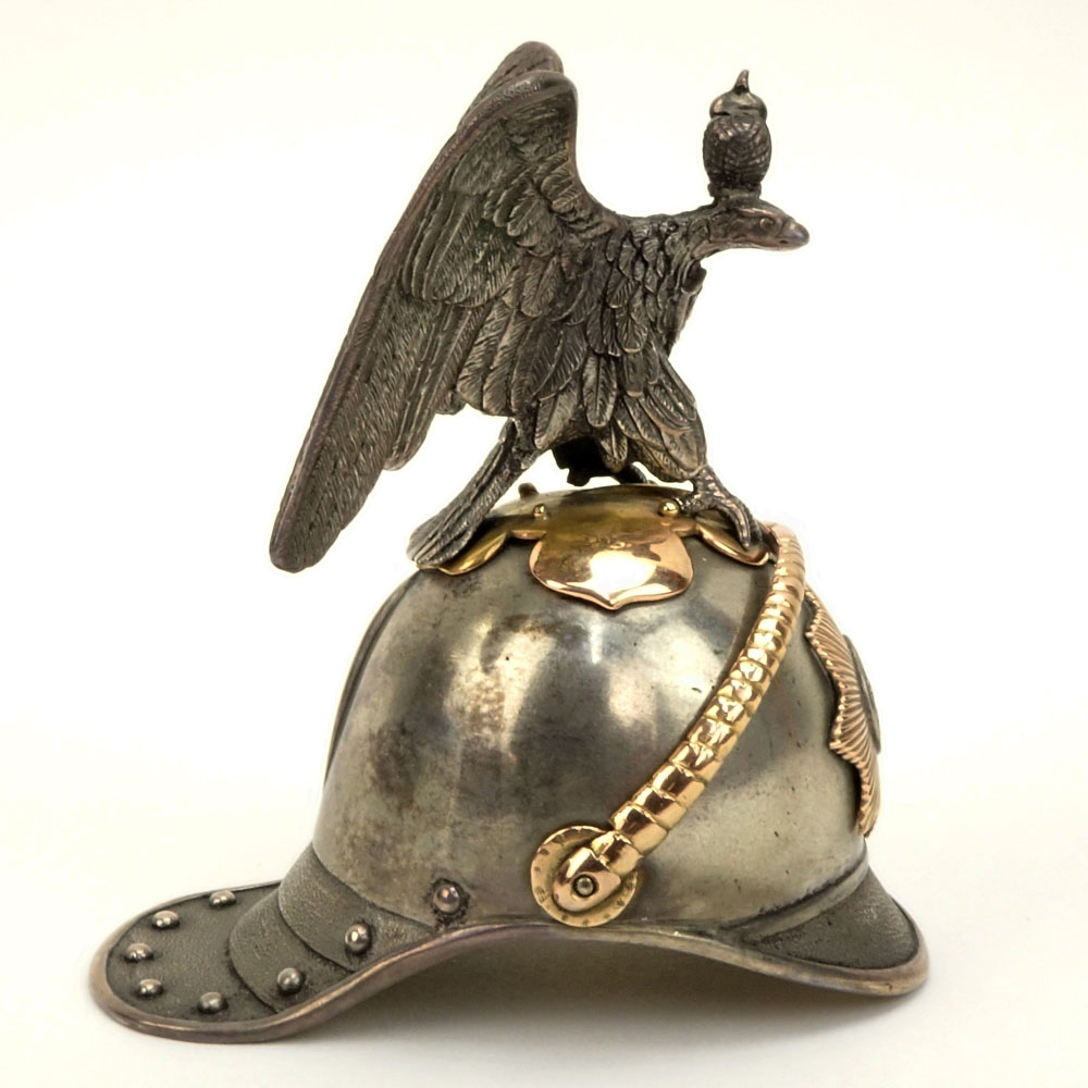 Early 20th Century Russian 88 Silver and 56 Gold (14k) Helmet with Double Eagle Finial