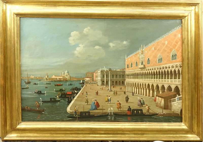 Nicely Done Mid 20th Century 18th Century Style Oil On Canvas "Venice"