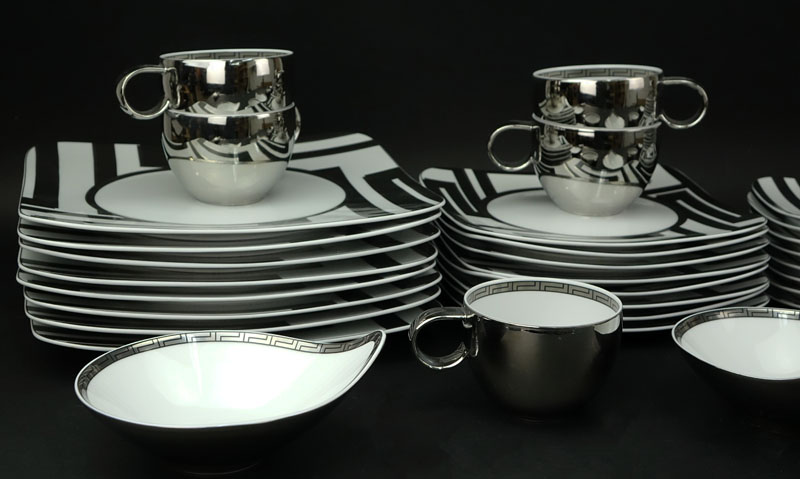 Forty Three (43) Piece Rosenthal-Continental Versace Dedalo Porcelain Dinner Service