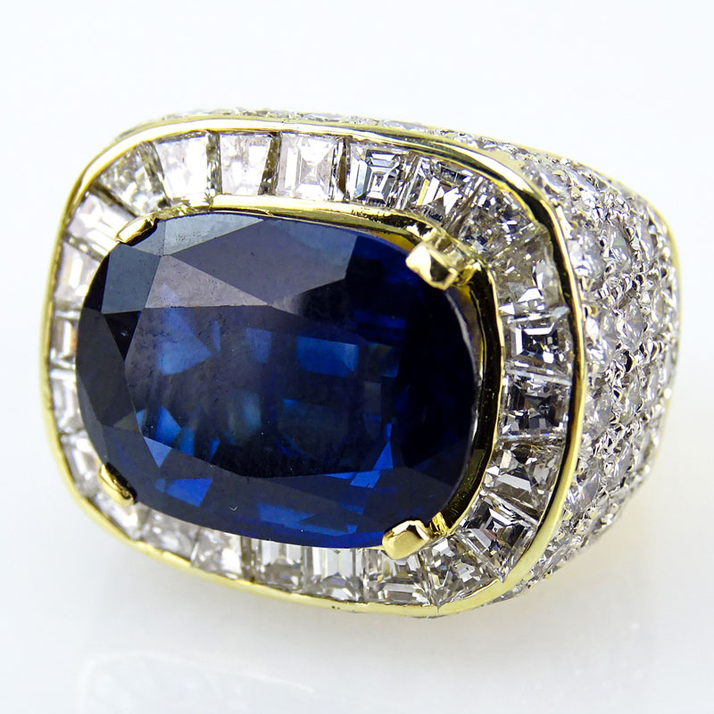 11.81 Carat Cushion Cut Natural Unheated Royal Blue Thai Sapphire,