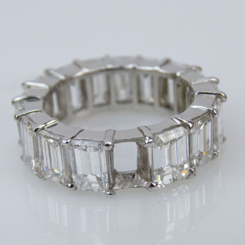  11.02 Carat Emerald Cut Diamond and Platinum Eternity Band