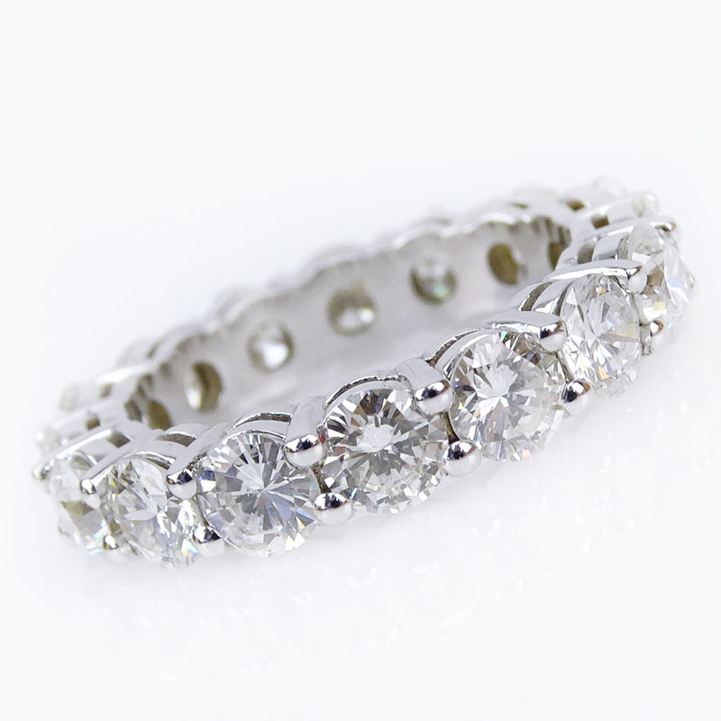  4.50 Carat Round Brilliant Cut Diamond and 18 Karat White Gold Eternity Band. 