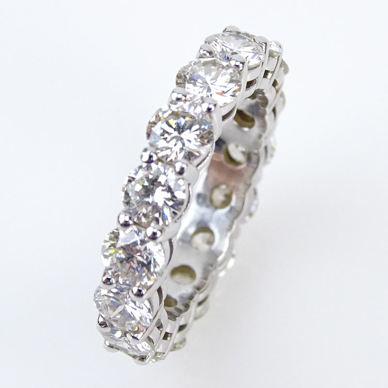  4.50 Carat Round Brilliant Cut Diamond and 18 Karat White Gold Eternity Band. 