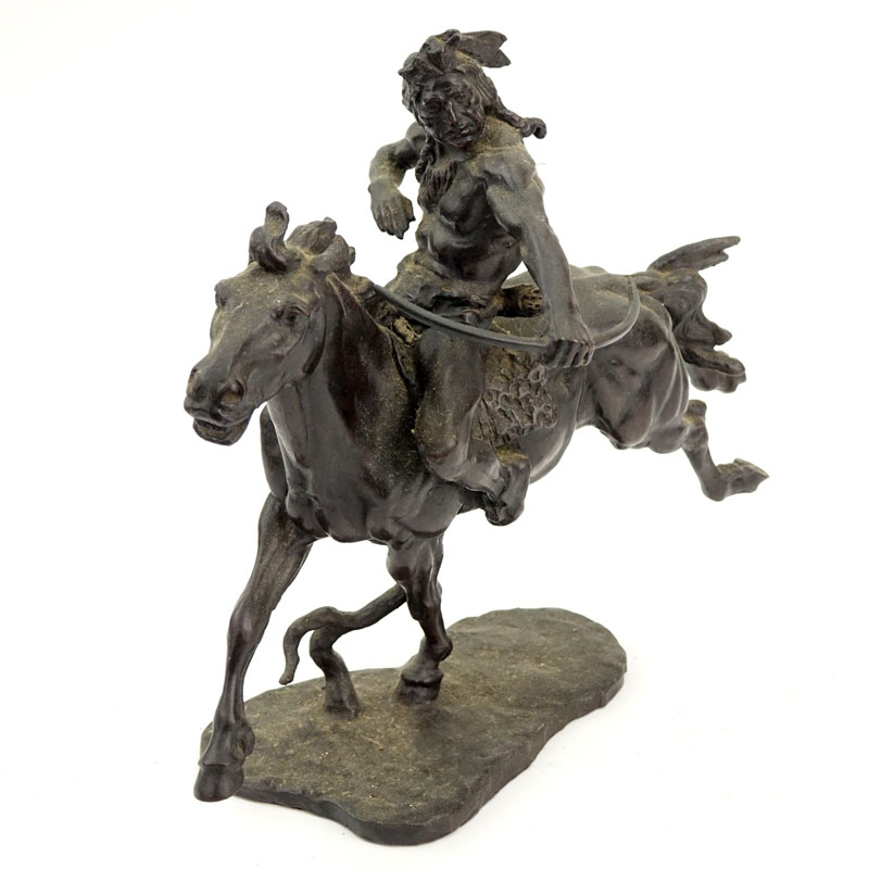 John Weaver, American  (1920-2012) "Indian Hunter" Circa 1975 The Franklin Mint Bronze Sculpture