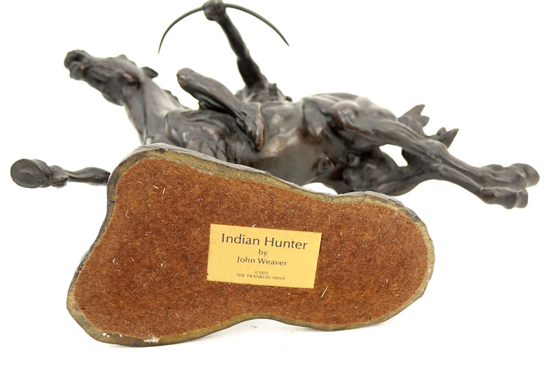 John Weaver, American  (1920-2012) "Indian Hunter" Circa 1975 The Franklin Mint Bronze Sculpture