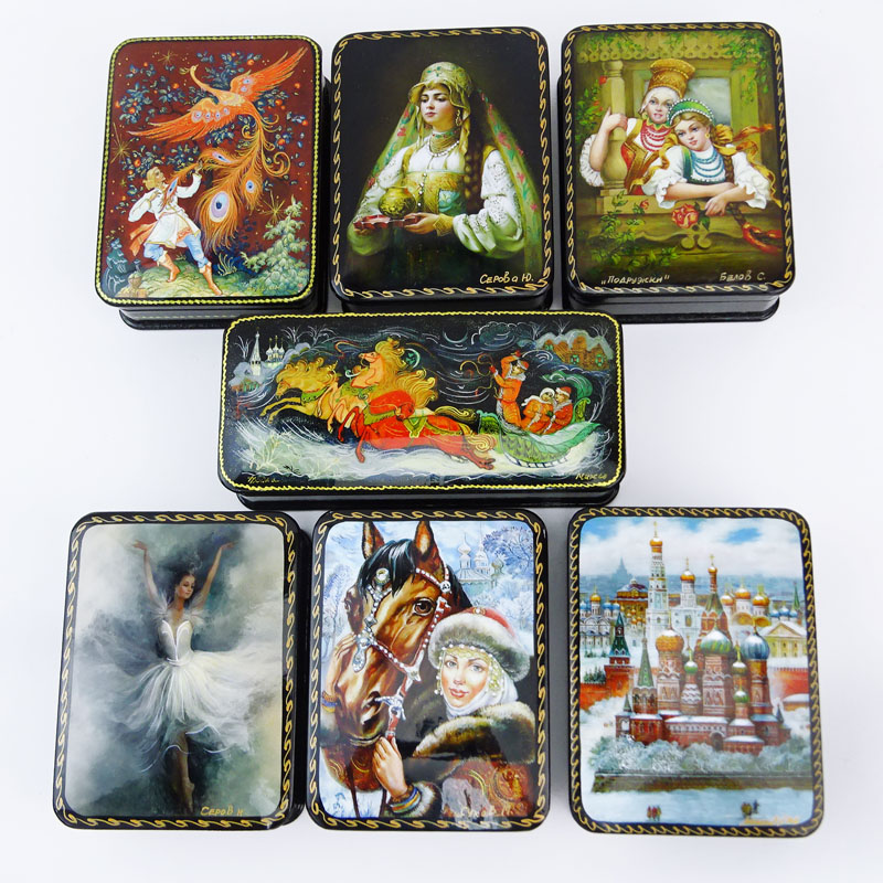 Collection of Seven (7) Russian Lacquer Boxes