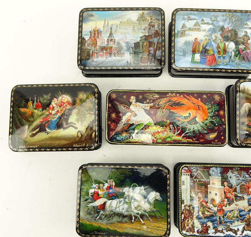 Collection of Seven (7) Russian Lacquer Boxes