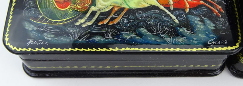 Collection of Five (5) Russian Lacquered Boxes