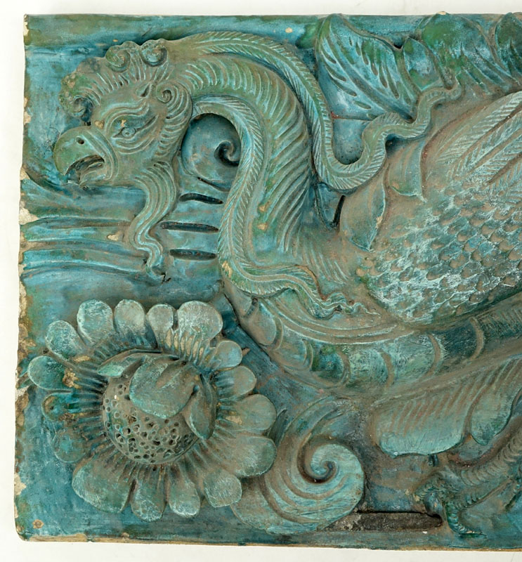 Chinese Ming Dynasty Glazed Pottery Architectural Relief Plaque