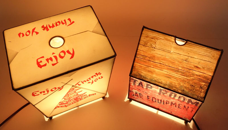 Two (2) Daniel Sadler, American (1957-2004) Hand Painted Mixed Media Lamps