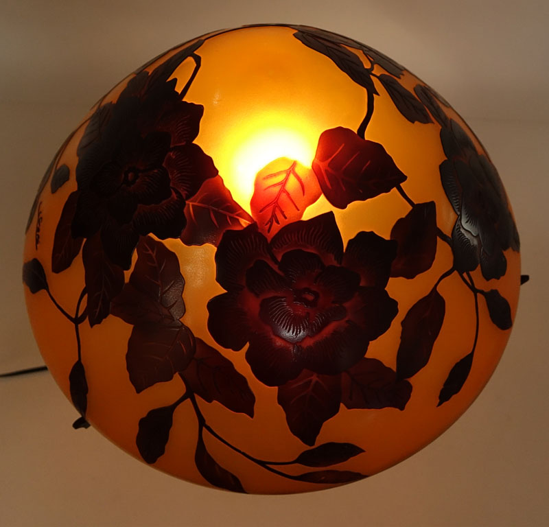 After: Emile Galle, French (1846-1904) Art Nouveau Cameo Glass Lamp