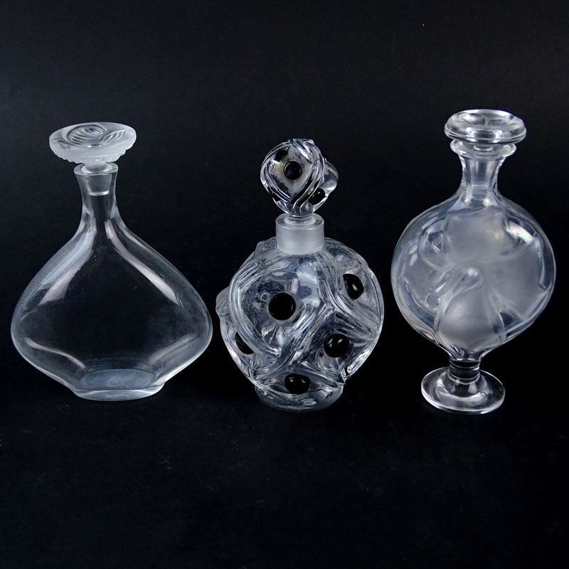 Grouping of Three (3) Lalique Crystal Perfume Bottles