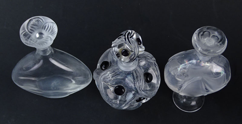 Grouping of Three (3) Lalique Crystal Perfume Bottles