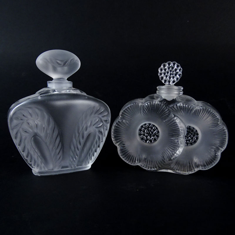 Grouping of Two (2) Lalique France Crystal Perfume Bottles