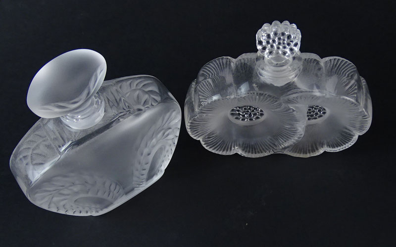 Grouping of Two (2) Lalique France Crystal Perfume Bottles