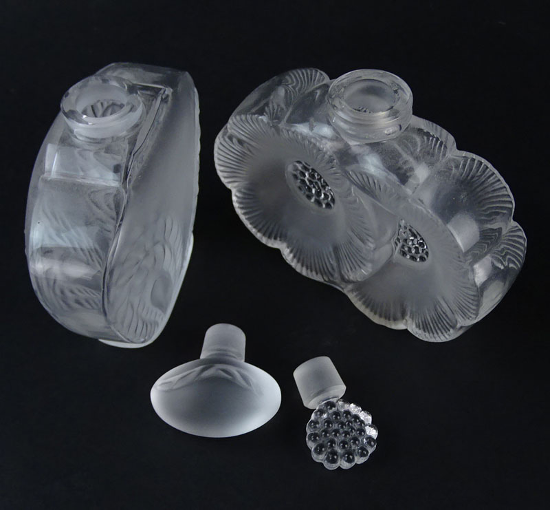 Grouping of Two (2) Lalique France Crystal Perfume Bottles