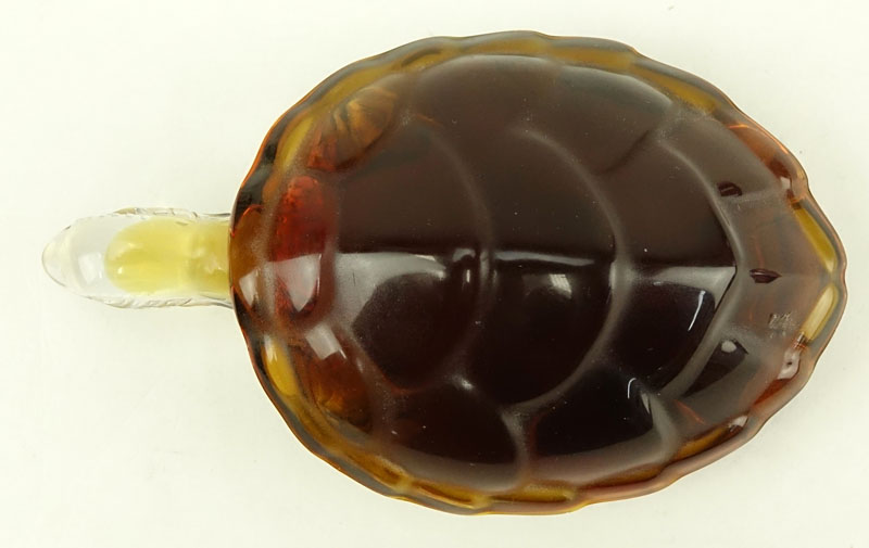 Lalique "Caroline" Turtle Form Amber Color Crystal Figurine