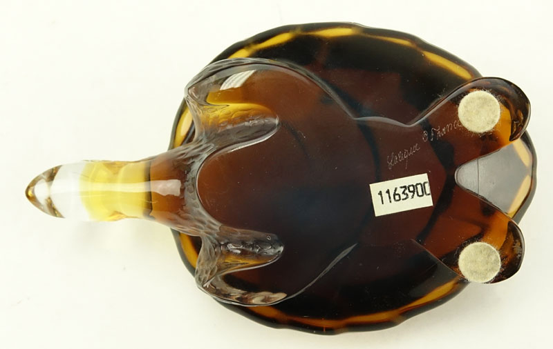 Lalique "Caroline" Turtle Form Amber Color Crystal Figurine