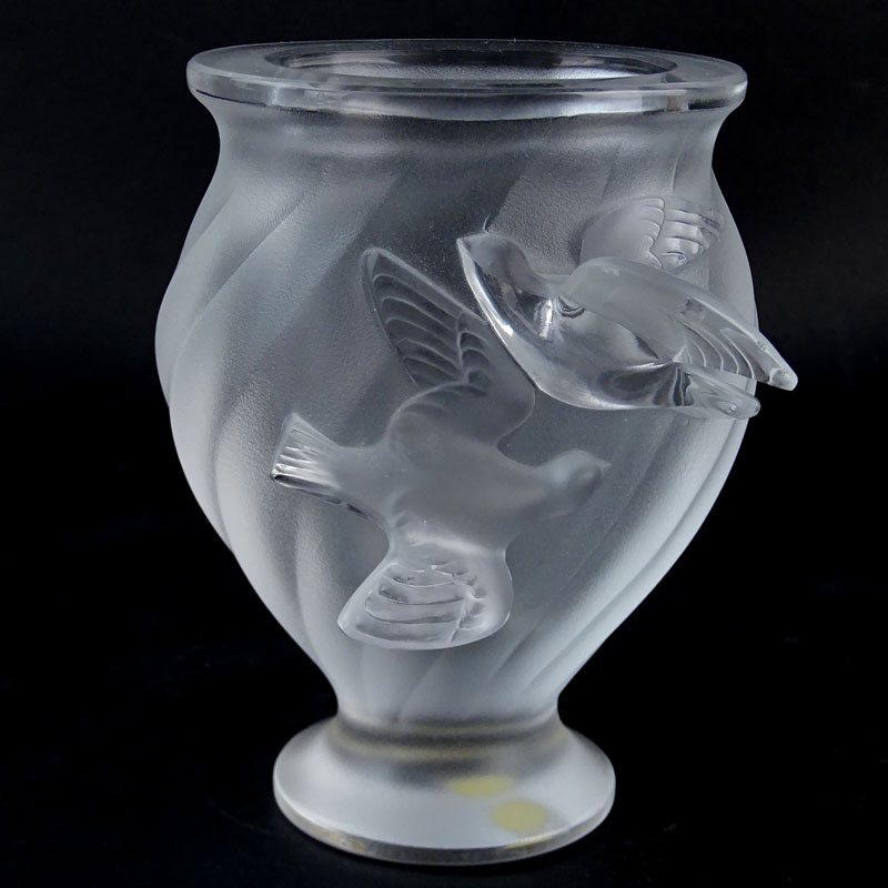 Lalique Crystal "Rosine" Vase