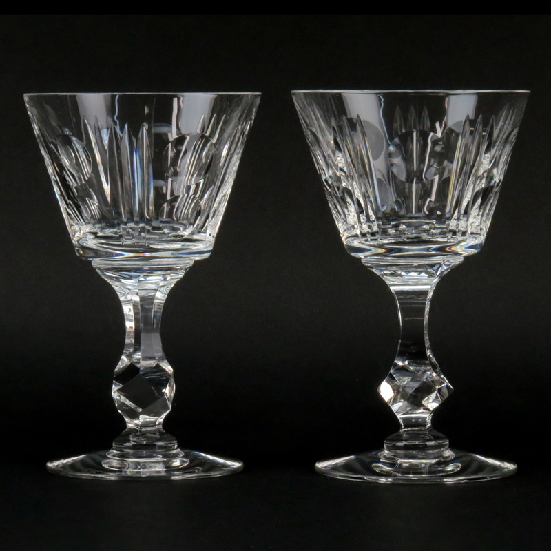 Eighteen (18) Crystal Thumbprint Cut White Wine Stemware