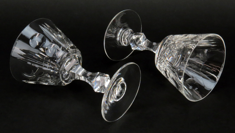 Eighteen (18) Crystal Thumbprint Cut White Wine Stemware