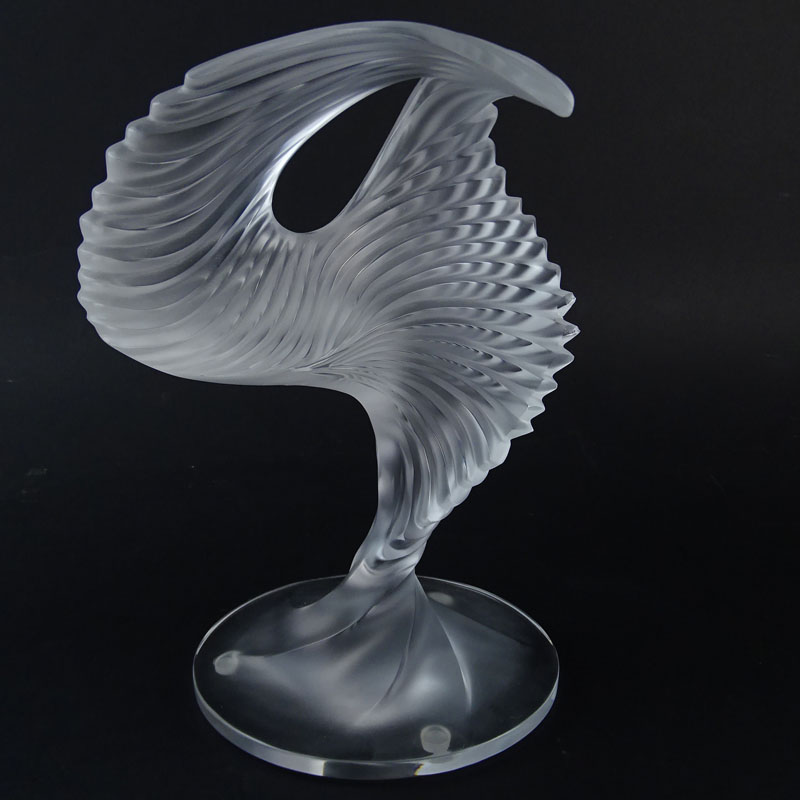 Lalique "Le Trophee" Frosted Crystal Abstract Sculpture