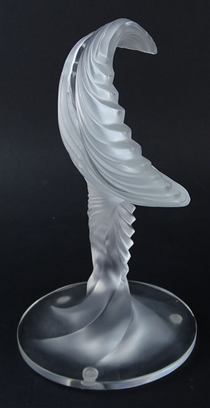 Lalique "Le Trophee" Frosted Crystal Abstract Sculpture