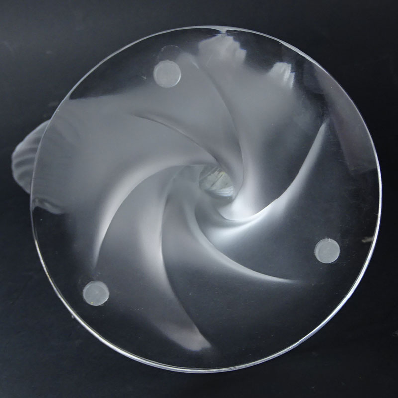 Lalique "Le Trophee" Frosted Crystal Abstract Sculpture