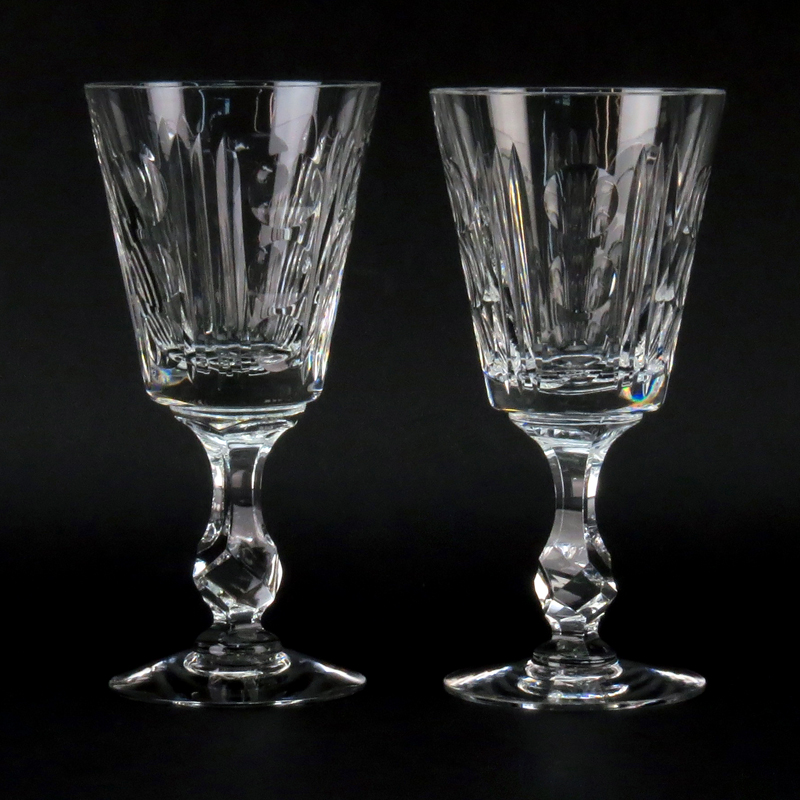 Twenty (20) Crystal Thumbprint Cut Water Goblets