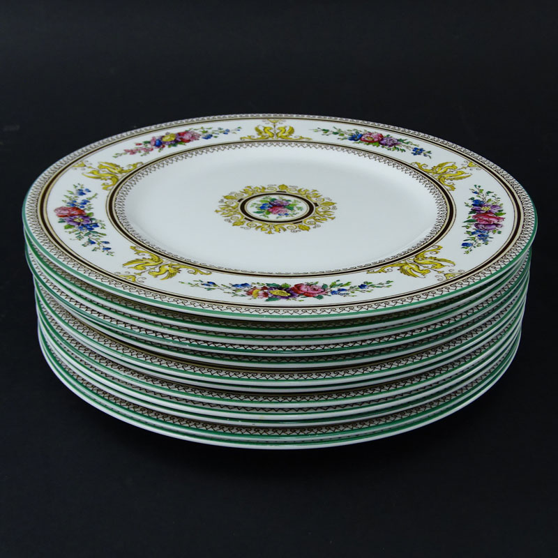 Set of Twelve (12) Wedgwood Columbia - Ivory Body (Yellow Griffons) Dinner Plates