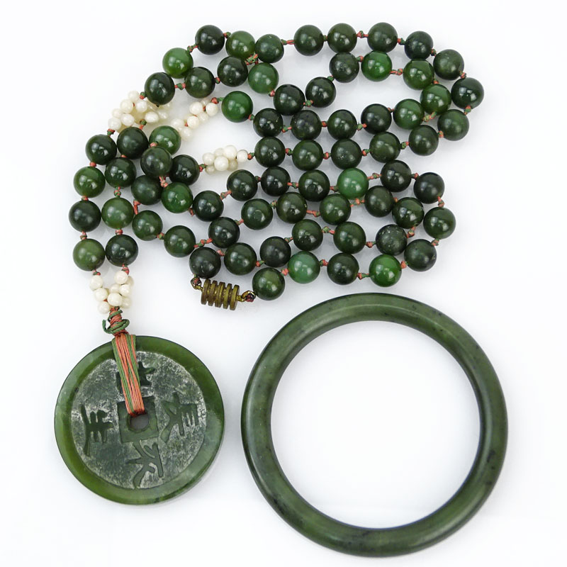 Grouping of Two (2) Chinese Jade Jewelry Items