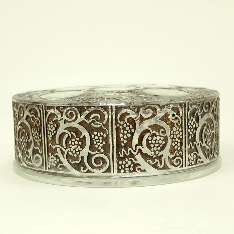 Lalique "Roger" Crystal and Enamel Covered Box