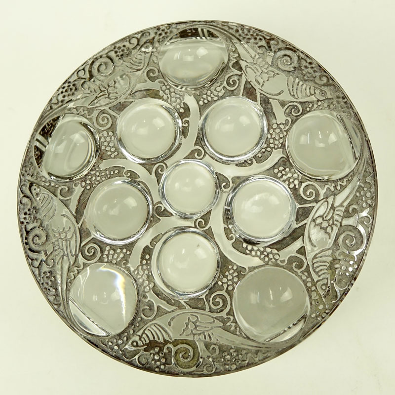 Lalique "Roger" Crystal and Enamel Covered Box