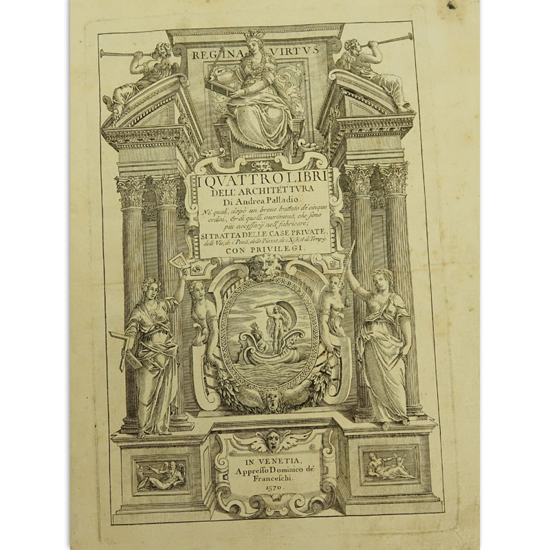 Andrea Palladio, Italian (1508-1580) I quattro libri dell'architettura, Venice 1570 (The Four Books of Architecture) in Hardcover Binding