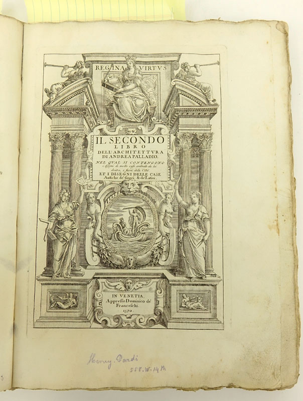 Andrea Palladio, Italian (1508-1580) I quattro libri dell'architettura, Venice 1570 (The Four Books of Architecture) in Hardcover Binding