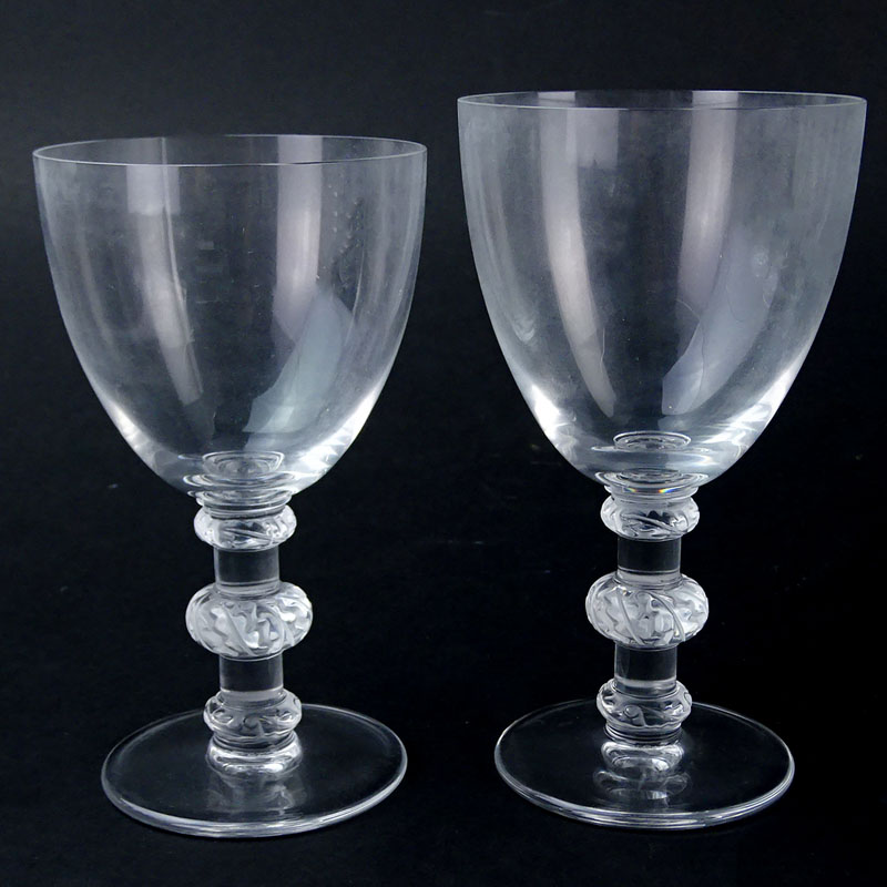 Ten (10) Lalique "Saint Hubert" Crystal Water Glasses