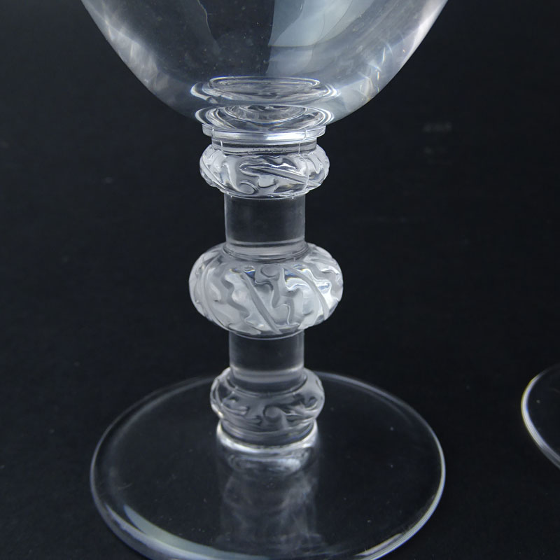 Ten (10) Lalique "Saint Hubert" Crystal Water Glasses