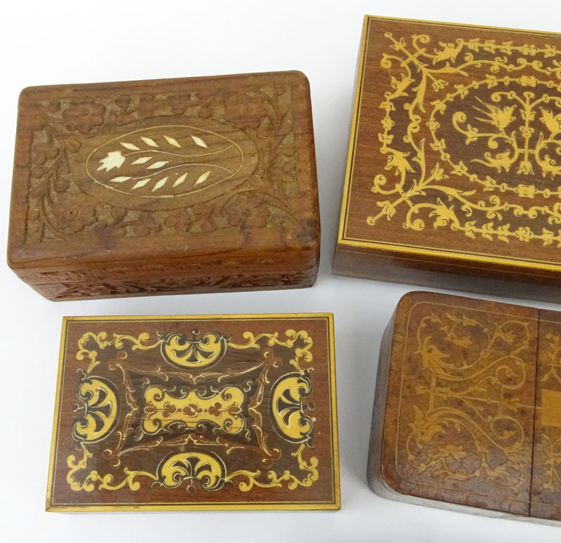 Grouping of Eight (8) Vintage Inlaid Wooden Boxes