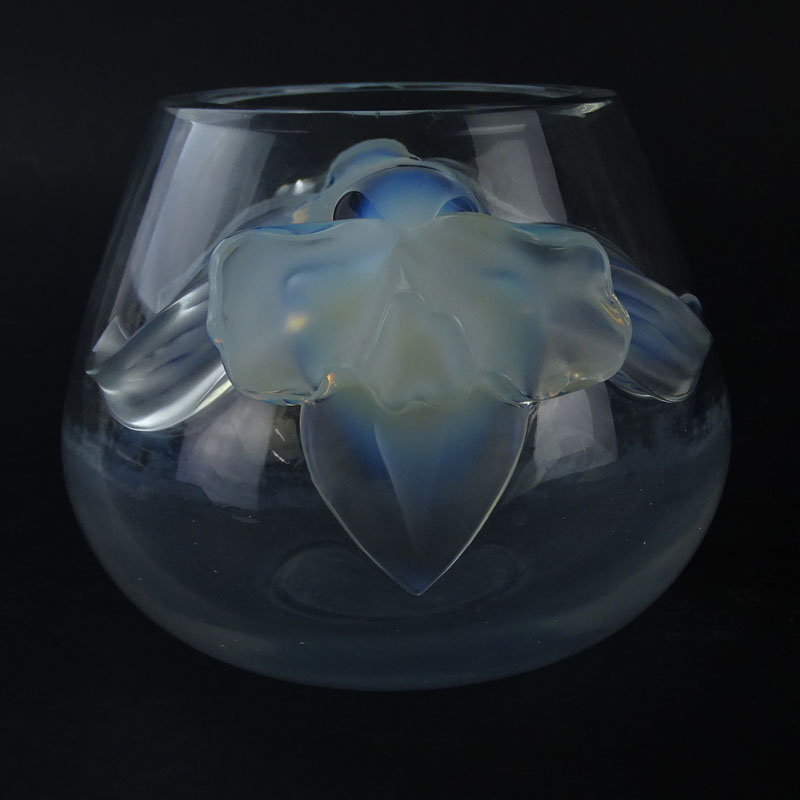 Lalique "Orchidee" Crystal and Opalescent Vase