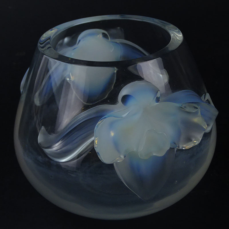 Lalique "Orchidee" Crystal and Opalescent Vase