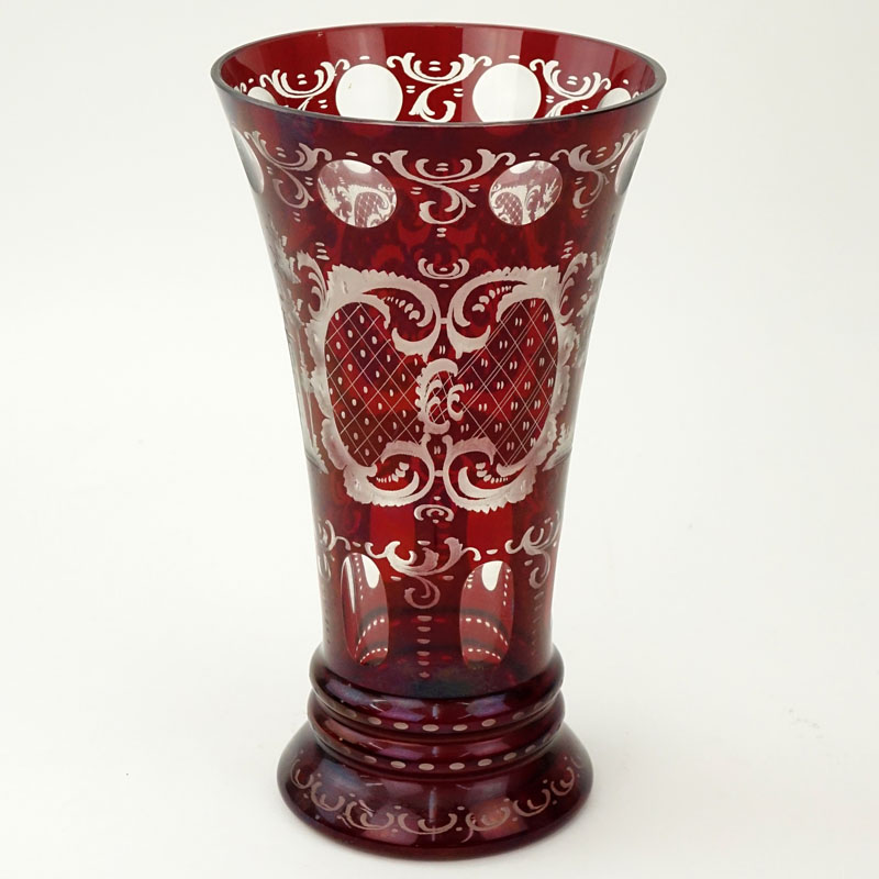 Antique Bohemian Glass Vase