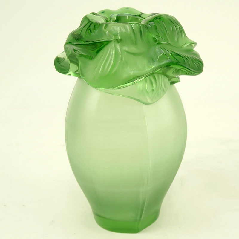 Lalique Green "Saint Barth" Crystal Vase