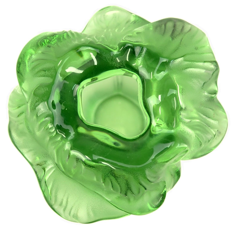 Lalique Green "Saint Barth" Crystal Vase