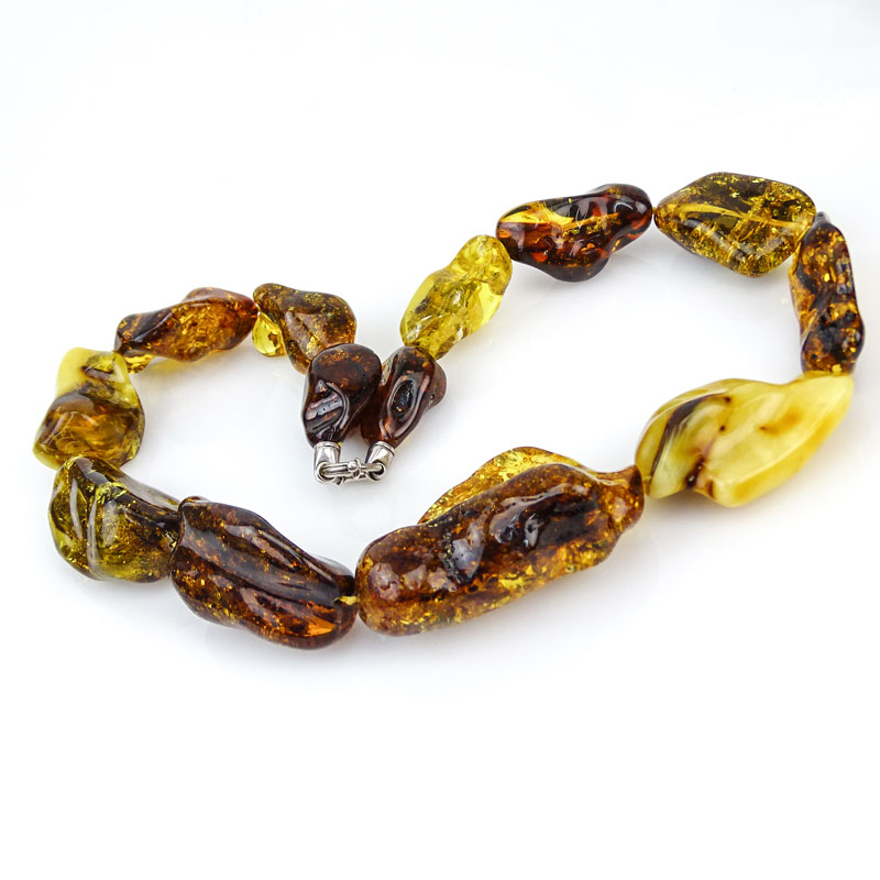 Vintage Polished Natural Amber Specimen Necklace