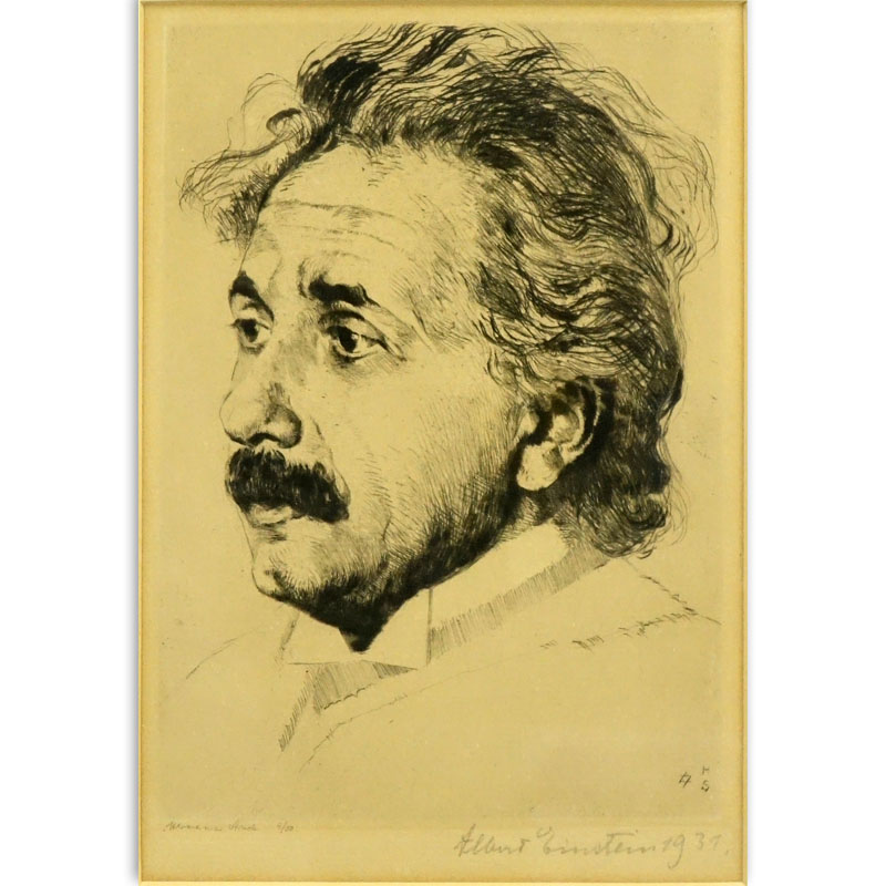 Hermann Struck, German (1876-1944) Drypoint etching "Portrait Of Einstein"