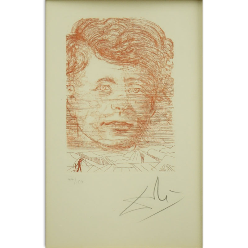 Salvador Dalí, Spanish (1904-1989) Etching in sanguine ink on paper "JFK"