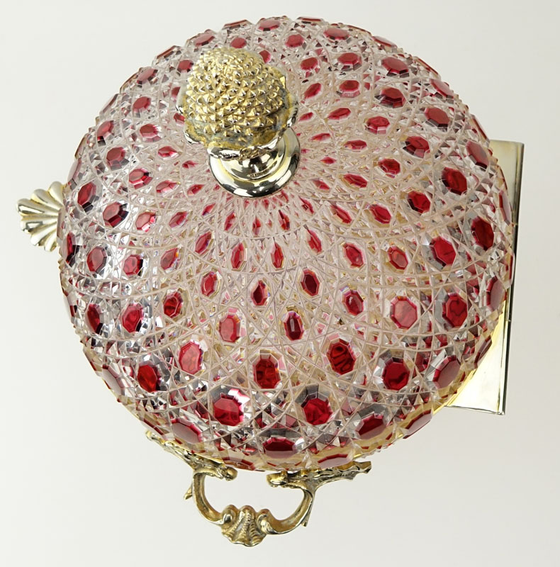 Fine Faberge Ruby Cut to Clear Czar Alexander Caviar Server